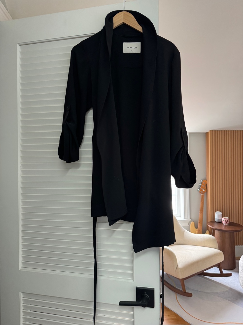 Aritzia Babaton Black Draped Open-Front Jacket